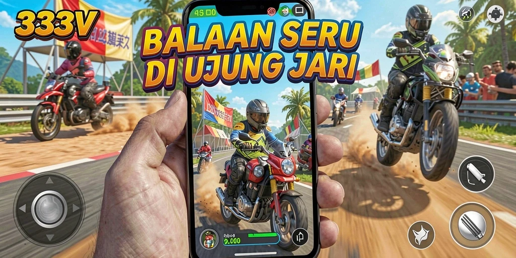 Tangkapan layar gameplay 333V yang menunjukkan aksi balapan yang intens.