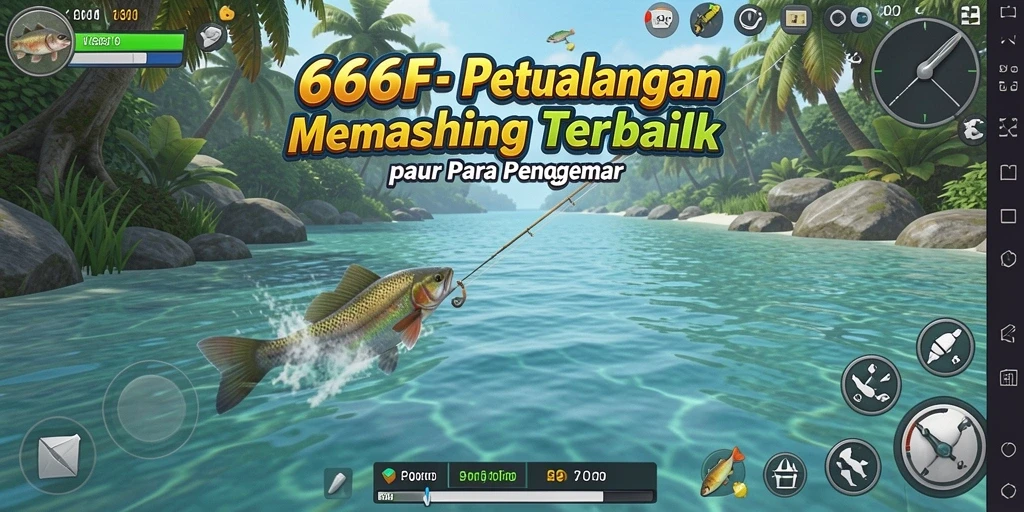 Tampilan gameplay 666F menunjukkan pengalaman memancing yang mendalam dan realistis.