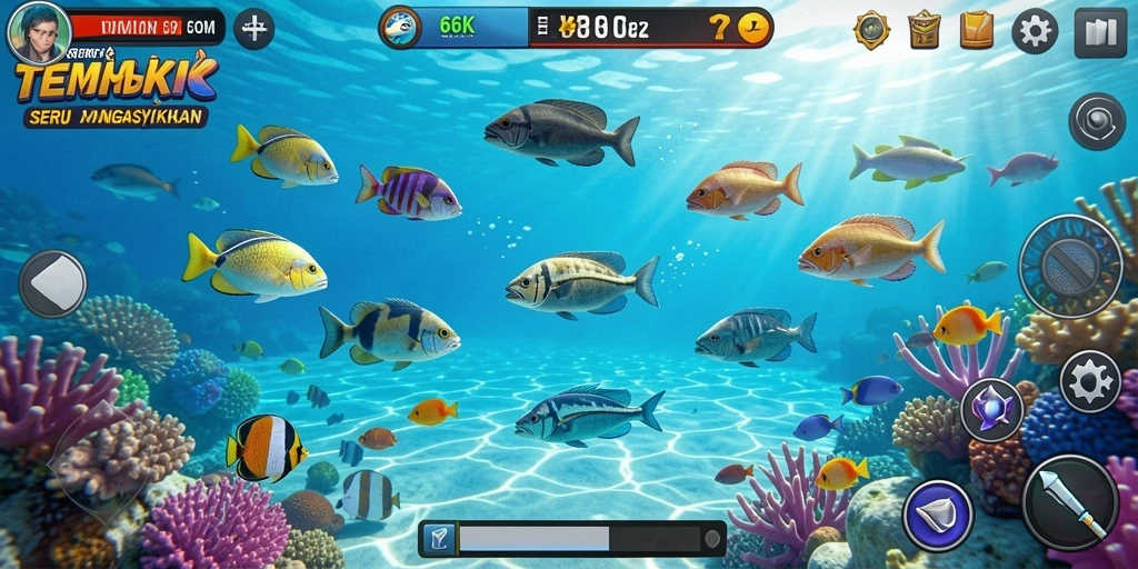 Tampilan gameplay Tembak Ikan yang seru dan menantang di 66K.