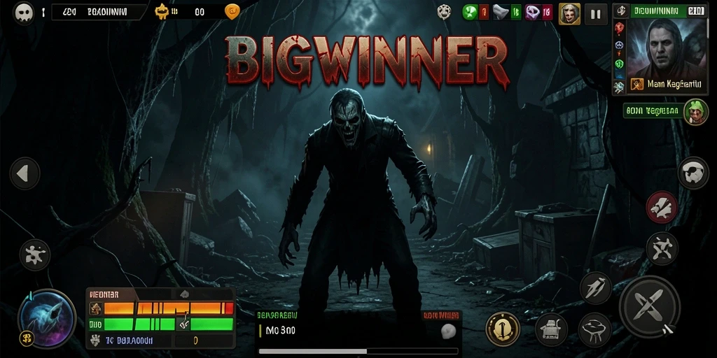 Screenshot gameplay horror BIGWINNER yang menegangkan dan mencekam.