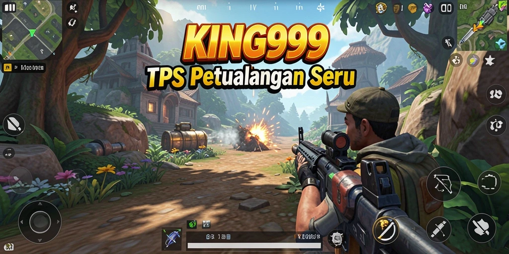 Tangkapan layar gameplay KING999 menampilkan aksi mendebarkan dalam pertempuran TPS.