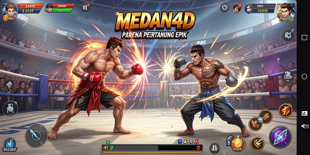 Screenshot utama MEDAN4D menampilkan aksi pertarungan yang mendebarkan.