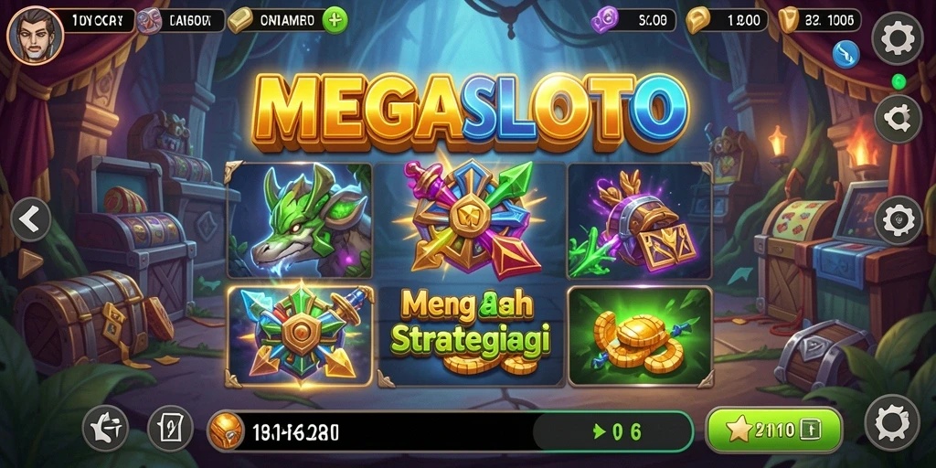 Tangkapan layar MEGASLOTO menunjukkan gameplay strategi yang menantang.