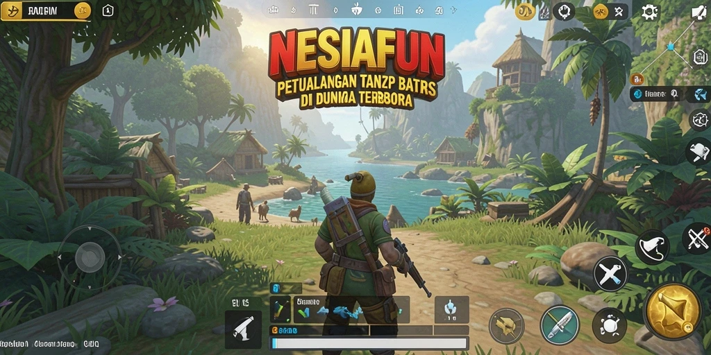 Screenshot gameplay NESIAFUN menampilkan petualangan seru di dunia terbuka.