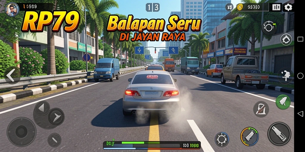 Tampilan gameplay RP79 yang seru dari balapan di jalan raya.