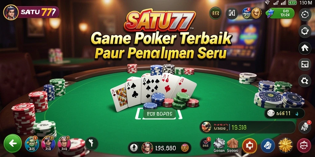 Tampak layar permainan Poker SATU77 yang menarik dan menegangkan.