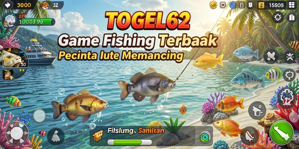 Tampilan permainan Fishing di TOGEL62 dengan ikan yang sedang ditangkap.