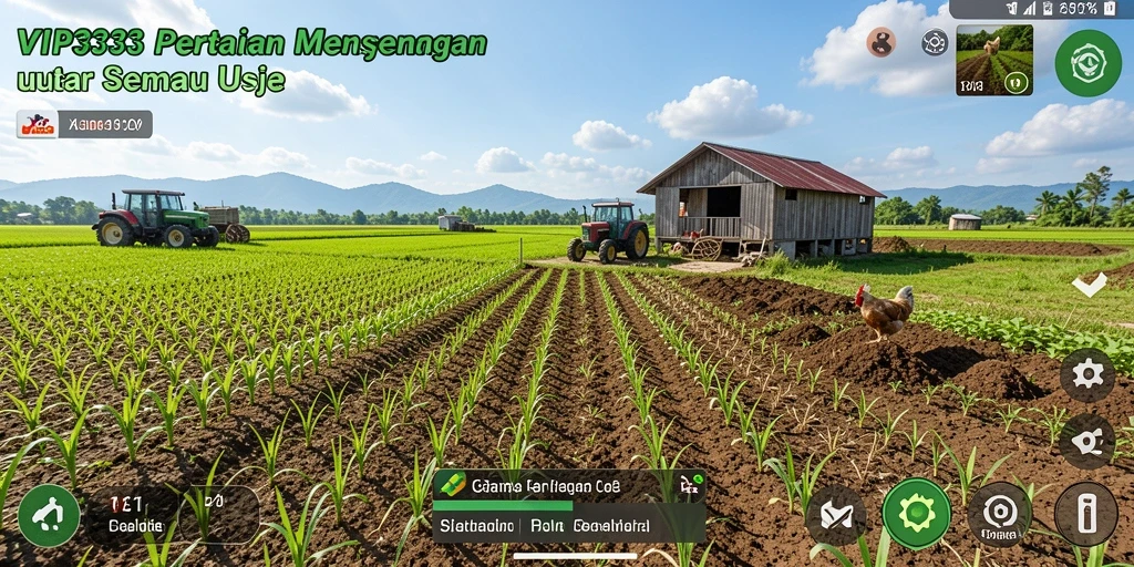 Screenshot utama menampilkan gameplay seru dalam bertani.